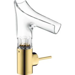 Single lever basin mixer 140 with glass spout and waste set - bevel cut