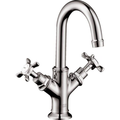 2-handle basin mixer 160 with cross handles for hand washbasins with pop-up waste set