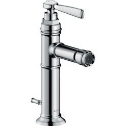 Single lever bidet mixer with lever handle and pop-up waste set