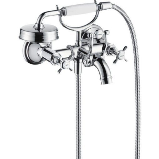 2-handle bath mixer for exposed installation with cross handles