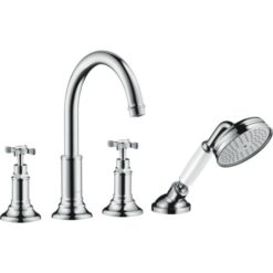 4-hole rim mounted bath mixer with cross handles
