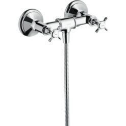 2-handle shower mixer for exposed installation with cross handles