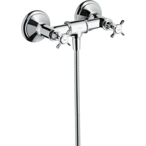 2-handle shower mixer for exposed installation with cross handles