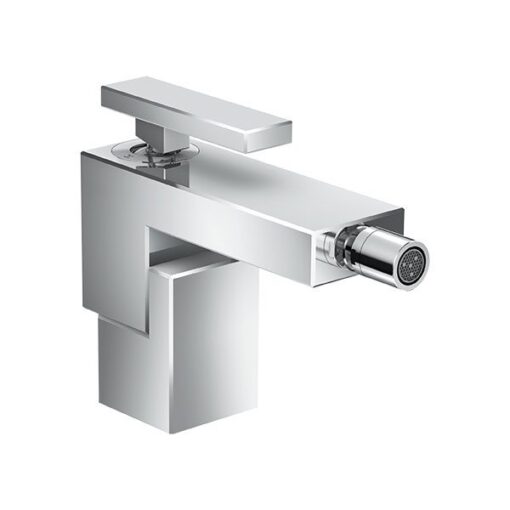Single lever bidet mixer with push-open waste set