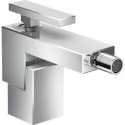 Single lever bidet mixer with push-open waste set